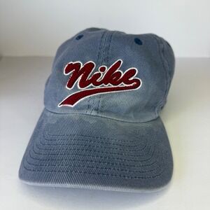 Nike Adjustable Hat Cap Blue Burgundy Embroidered Logo Baseball Hat‎ VTG 90's